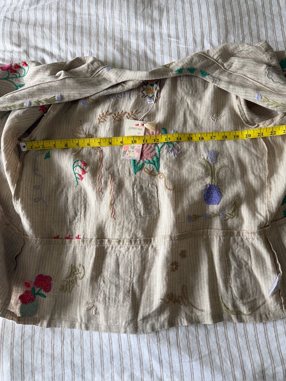 Johnny Was Beige Embroidered Kimono Jacket - Fleur - Picture 9 of 9